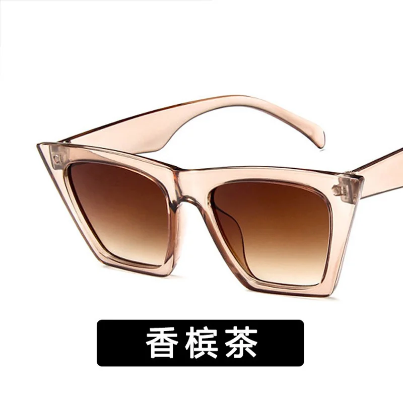 

2019 New fashion Ladies Retro Cat Eye Women Sunglasses Tinted Color Lens Big frame Popular Classic Dazzle Sun Glasses