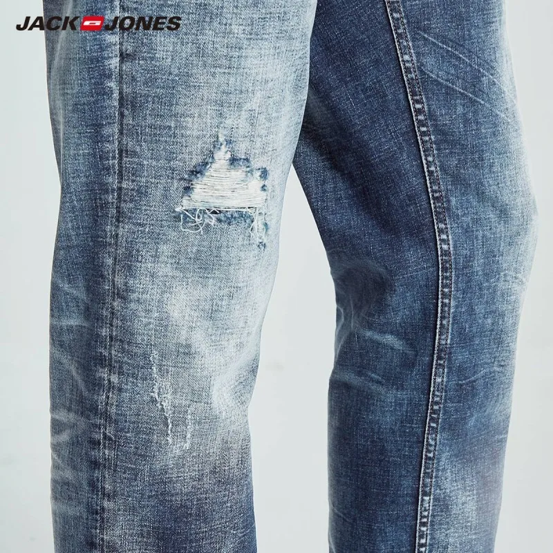 JackJones осенние мужские хлопковые Стрейчевые рваные зауженные джинсы укороченные