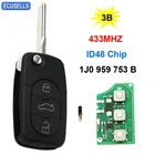 3-кнопочный раскладной дистанционный ключ, Складной автомобильный ключ 433 МГц ID48 чип 1J0 959 753 B для VW Passat Golf Beetle 1999-2001 HU66, Uncut Blade