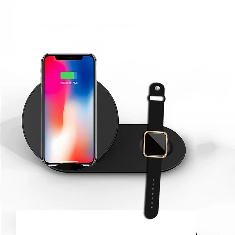 2 в 1 быстрое Qi Беспроводное зарядное устройство для iPhone 8 X XS samsung S8 S9 Apple Watch 4 3 gear S2 S3