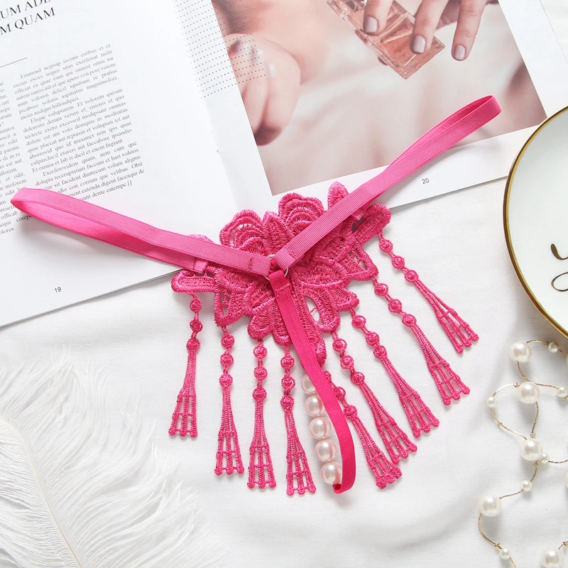 Модные Стринги с кисточками массажные стринги жемчугом сексуальное женское