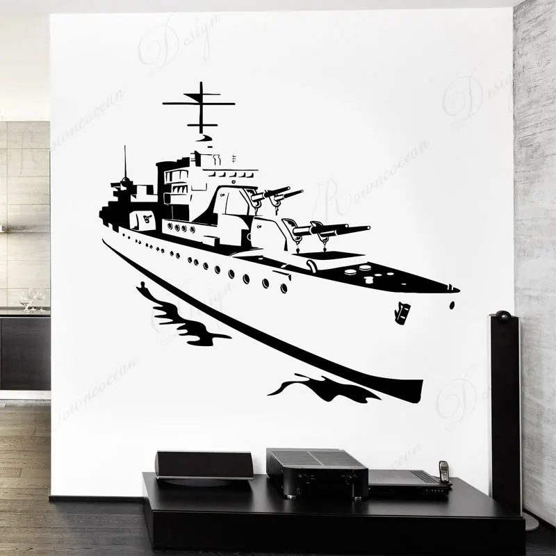 Батарейный корабль флот война настенный стикер виниловый домашний Декор