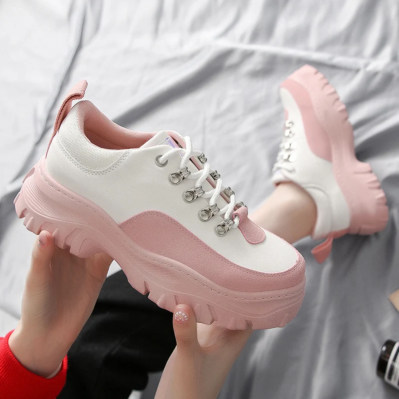 

Super High Platform Sneakers Women 2020 New Mixed Colors Breathable Increase Shoes High Quality Fashion Wedge Casual Shoes