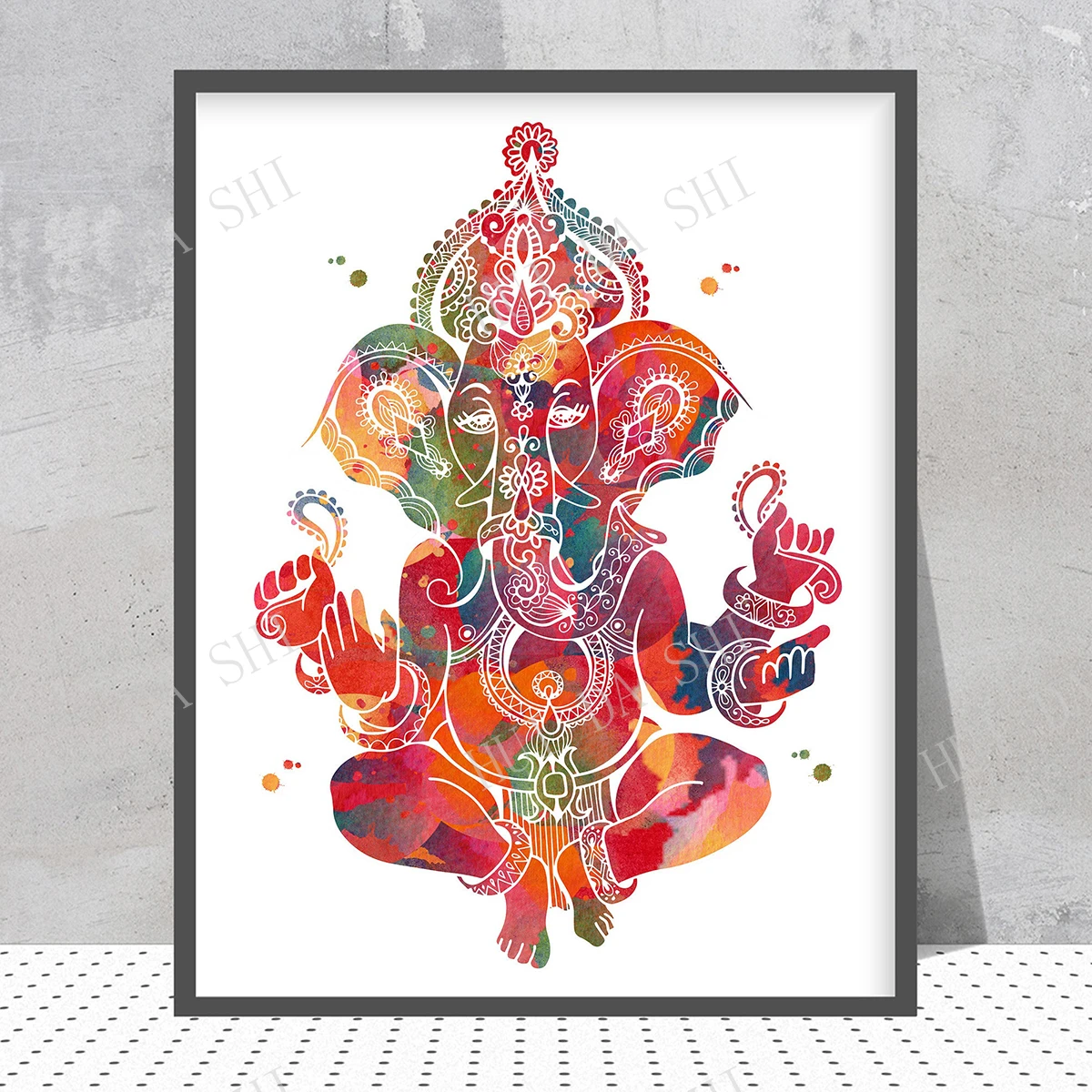 Ganesha акварельная печать Бог властелин духовное искусство Йога мантра Настенный