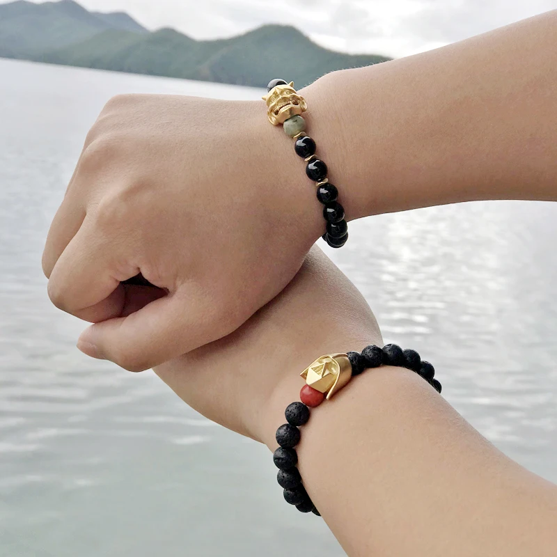 Mcllroy Bracelet Men Bead Sparta Crown 8mm Natural Stone Bracelet Bangle Handmade Man Jewelry Mens Bracelets erkek bileklik