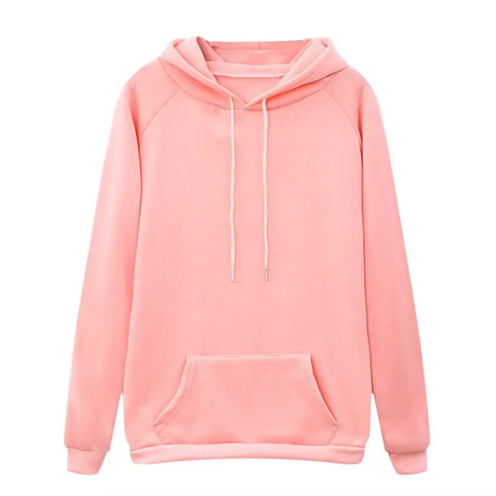 Casual Women Hooded Coats Casual Hoodie Pullove Solid Color Long Sleeve Pocket Loose Drawstring Hoodie Sports Top  Casual Hoodie