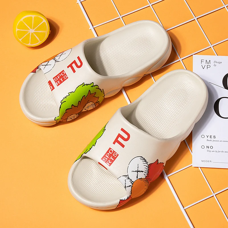 

Шлепанцы мужские резиновые, мягкие сандалии на платформе, повседневная обувь с открытым носком, толстая подошва, с прорезями