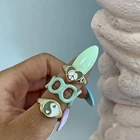 Набор Колец IPARAM 2021 в стиле панк, золотистого и зеленого цвета из смолы, женское модное акриловое кольцо с цепочкой в форме сердца, оптовая продажа, ювелирные изделия, подарки