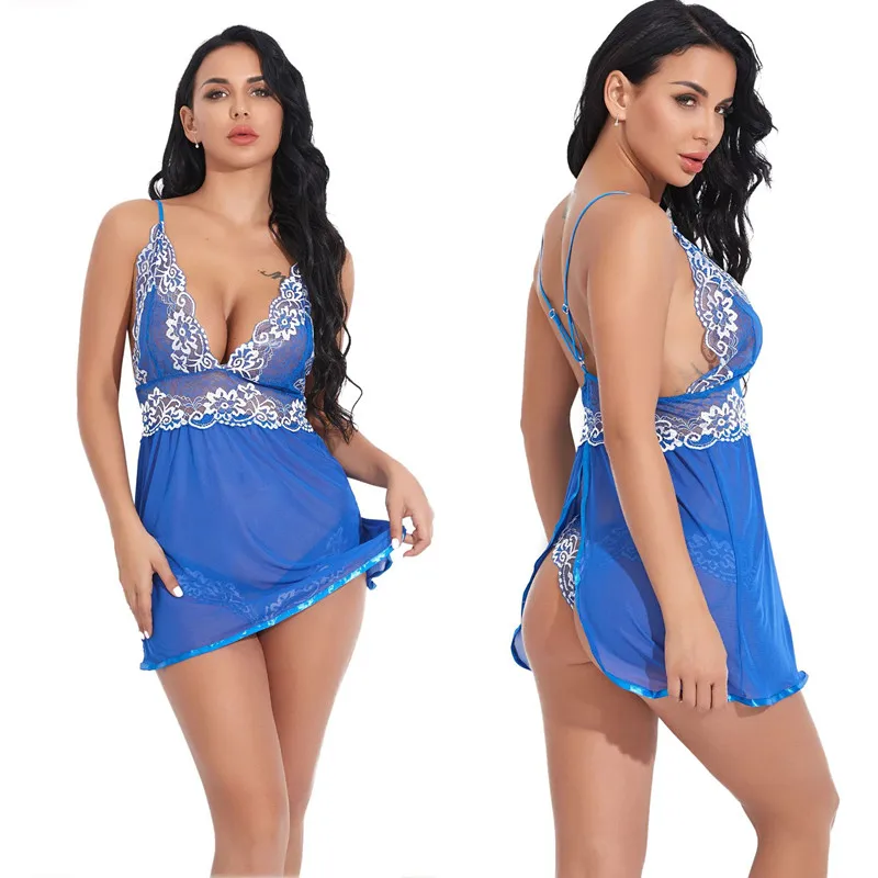 Женский сексуальный ночной сорочка кружева газа Холтер сна Для просмотра нижнего женское ночное платье Неправильный подол пижамный халат нижнее белье.