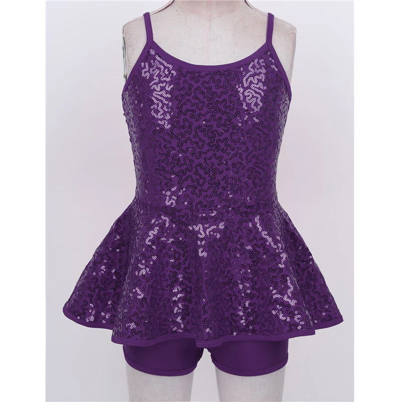 Балетная юбка без рукавов с блестящими пайетками перекрещивающимися на спине