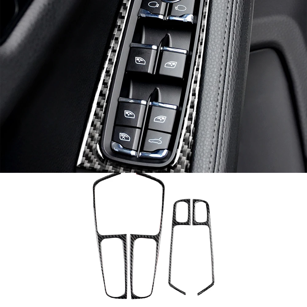 

Декоративная наклейка на панель кнопки окна, наклейка на крышку отделки для Porsche Macan 2014-2021, аксессуары для интерьера автомобиля, углеродное в...