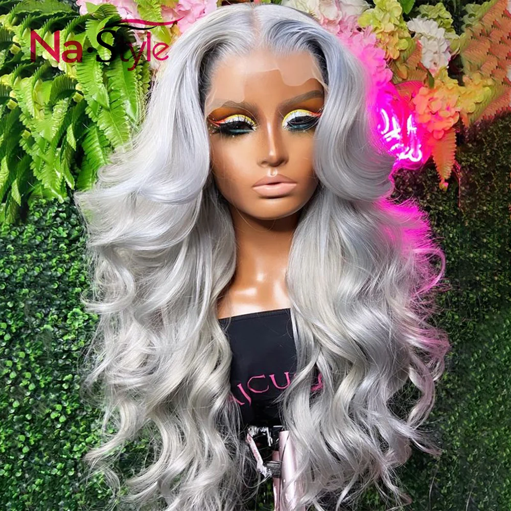 Парик из серых человеческих волос блонд 613 дюймов Hd парик на сетке спереди