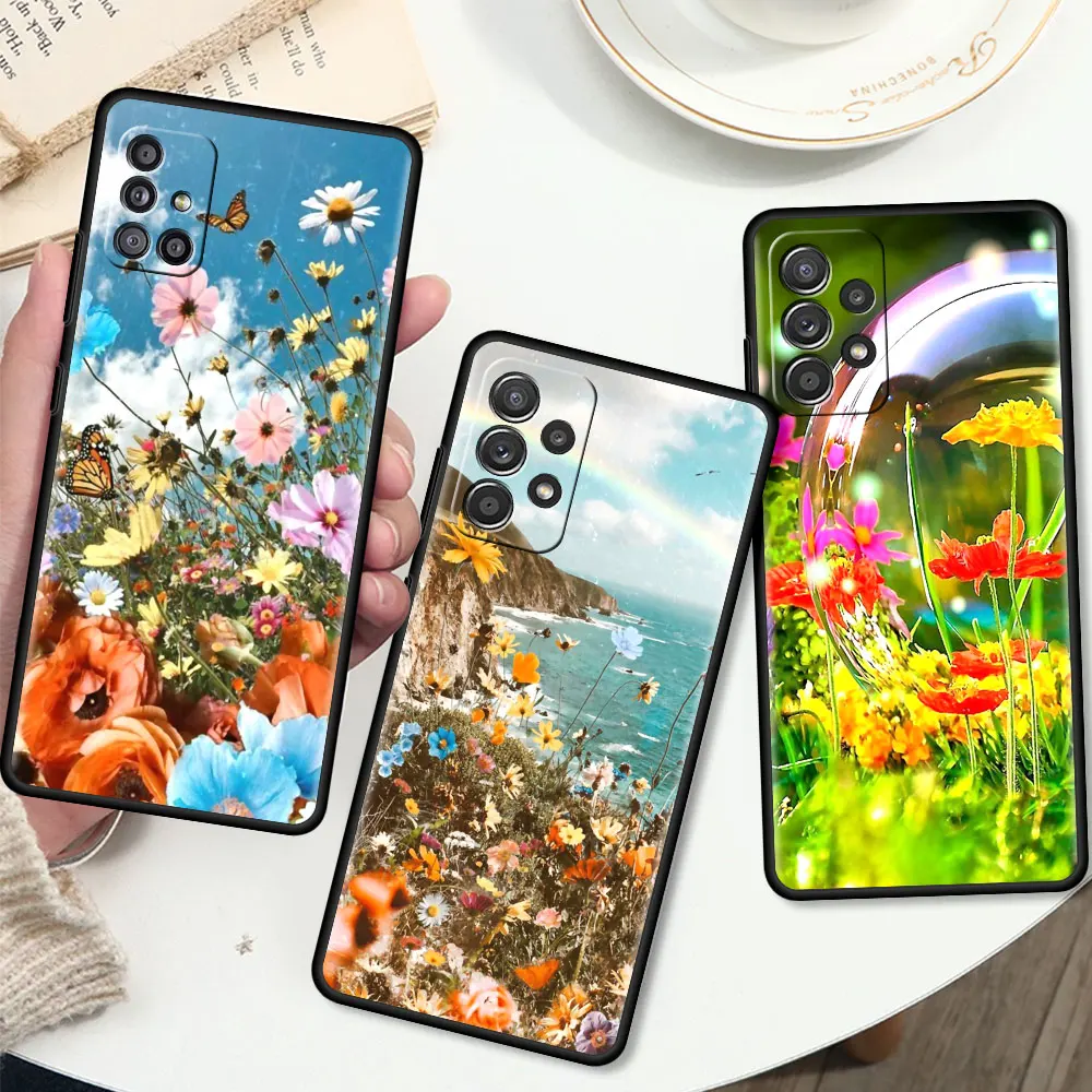 

Flower Tpu Funda for Samsung A51 A12 A21s Phone Capa for Galaxy A71 A52 A31 A32 A02S A72 A03s A11 Soft Cover