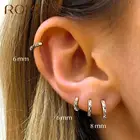 Женские серьги из серебра 925 пробы, с круглыми кольцами из циркония, маленькая серьга-кольцо пробы