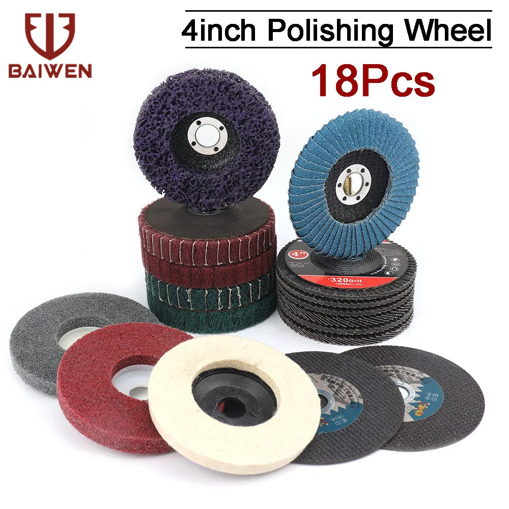 

18pcs/Set Flat Grinding Discs, Metal Buffing Pads, Cut Off Wheels, 100mm * 16mm Abrasive Tools For Angle Grinder