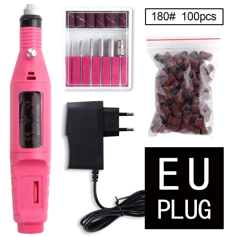 Set D EU Plug Электрический набор сверл для ногтей, профессиональная мельница, машинка для маникюра, резак, Шлифовальная Пилка Для Ногтей, пилка, Гель-лак для удаления керамического резака - Цвет: Set D EU Plug