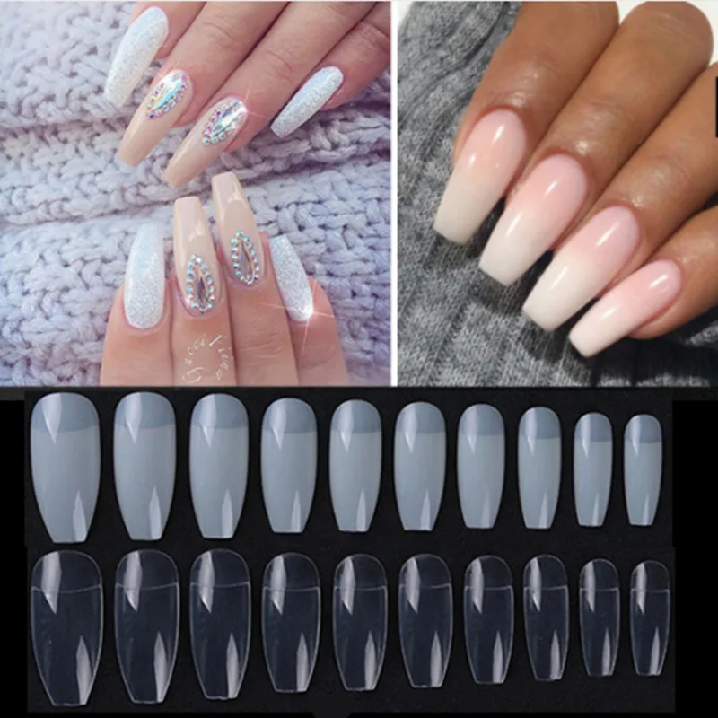 500 шт/ОПП балерина дизайн ногтей советы прозрачные/натуральные накладные гроб