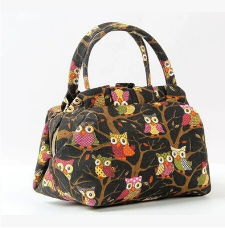 Canvas Women Fashion Lunch Bag Zipper Floral Portable Picnic School Work | Bags