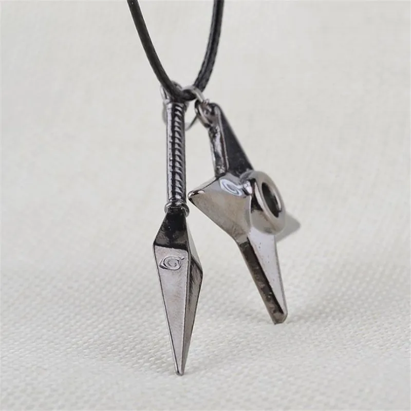 NARUTO Anime Cosplay Shuriken Ninja Dart Necklace Pendant Fashion Accessories Keychain Leather Rope Boy Girl Gift Hot |