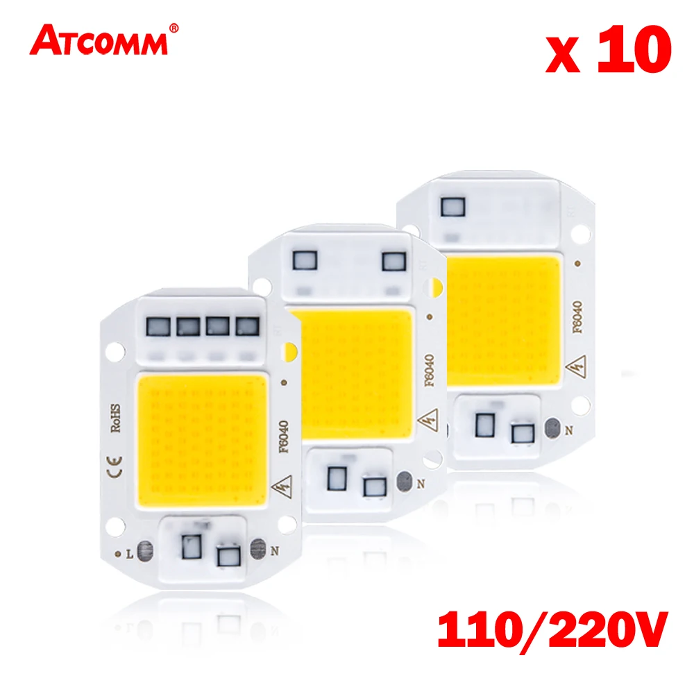 

COB светодиодный чип, Диодная матрица, 220 В, 20 Вт, 30 Вт, 50 Вт, светодиодная лампа, без мерцания, без драйвера, Smart IC, «сделай сам», прожектор, источн...