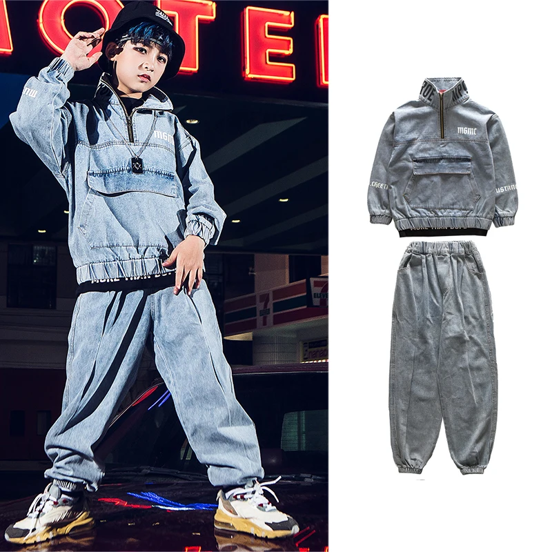 

2021 Jazz Dance Costumes Hip Hop Dance Clothing for Boys Girls Performance Show Dance Wear Kids Cowboy Suit Outfits XS1508