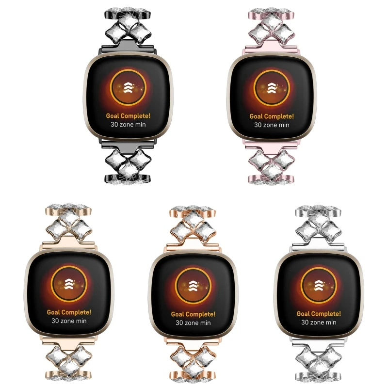 

Replacement Stainless Steel Rainstone Strap Band Metal Bracelet Belt Watch Band for -Fitbit Sense Versa 3 Bracelet