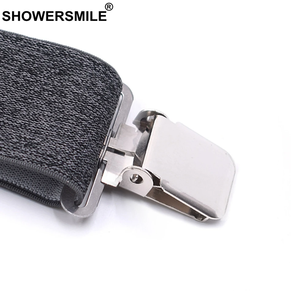 Мужские подтяжки shouresmile серые для брюк широкие 5 см 4 зажима эластичные