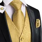Жилет Шелковый мужской Hi-Tie, роскошный жилет с цветочным рисунком для мужчин, Золотой носовой платок, галстуки, формальный, Свадебный, вечерний, приталенный, жилеты набор