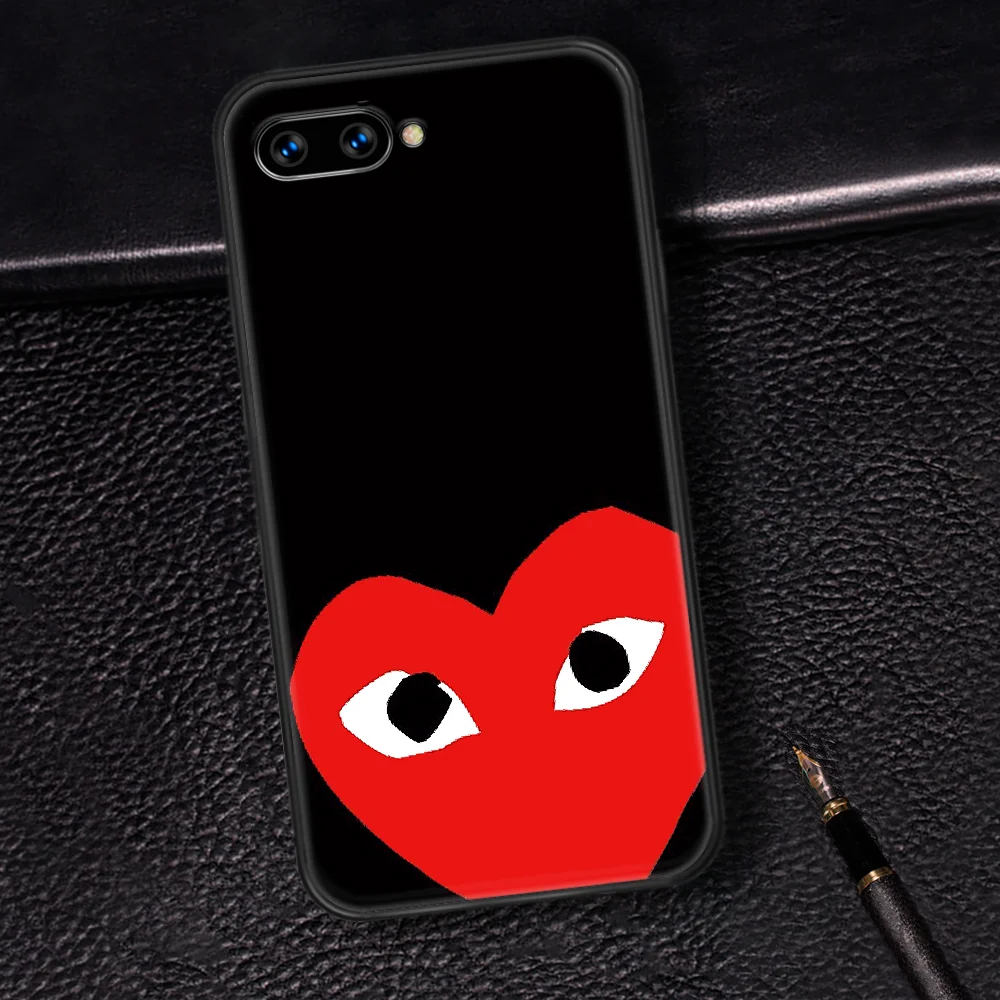 

CDG PLAY Heart Brand Phone Case Cover Hull For HUAWEI Honor 6A 7A 7C 8 8A 8S 8x 9 9x 10 10i 20 Lite Pro black Shell Soft Prime