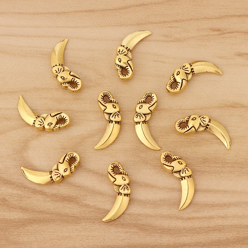 

30 Pieces Antique Gold Color 3D Ivory Elephant Tooth Charms Pendants Beads 2 Sided for Necklace Bracelet Jewellery Making