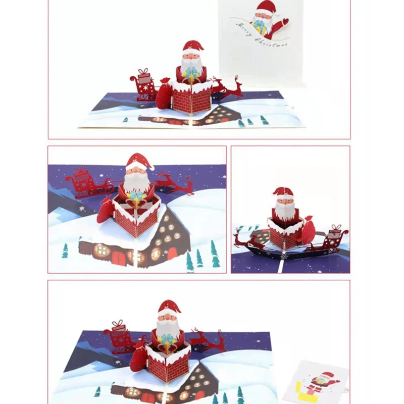 

New Nice Creative Paper Carving Three-Dimensional Christmas Gift Small Card