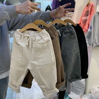 korean style simple casual pants for boys and girls comfortable elastic waist drawstring personalized pockets harlan pants