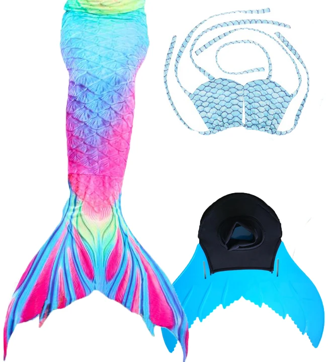 Для взрослых и детей Русалка Моноласты хвосты для купания купальник девочек