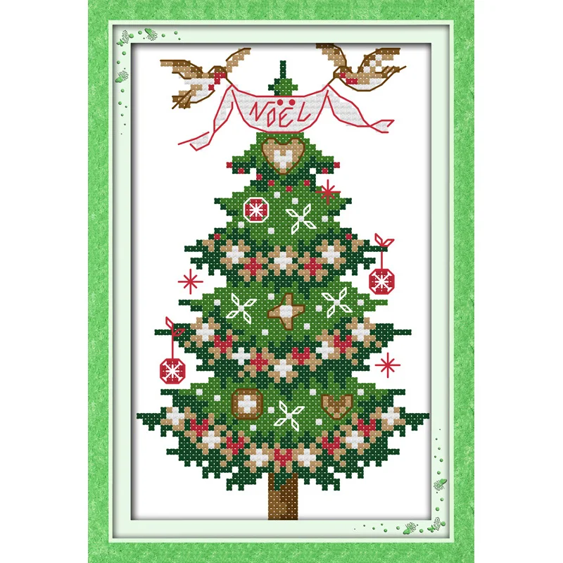 

Joy Sunday Christmas Tree Chinese Cross Stitch Kits Ecological Cotton Stamped Printed 14CT 11CT DIY Wedding Decoration For Home