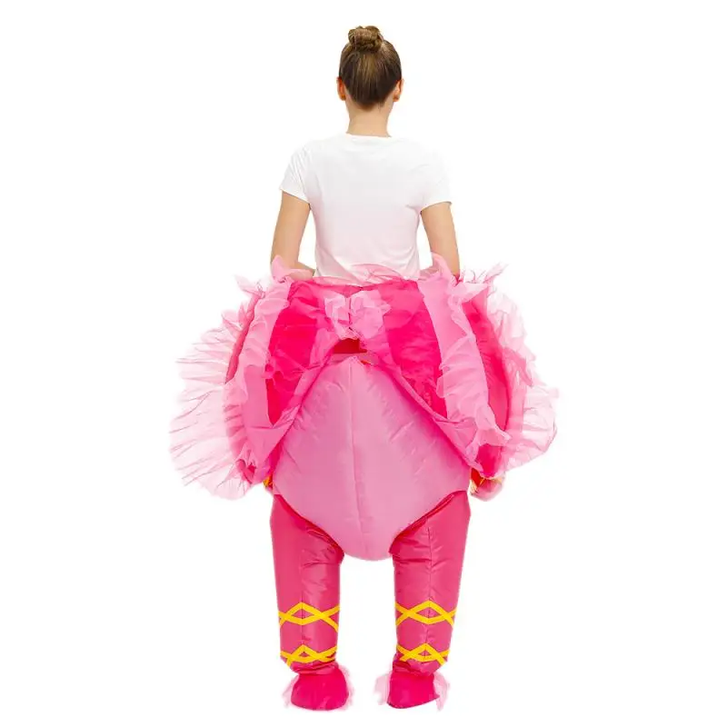 

Woman Cosplay Costume Rose Red Flamingo Inflatable Costume Adult Bird with Dress Mascot Halloween Party Role Play Disfraces