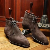 2021 autumn new men suede lace up boots high top business casual boots square heel pointed formal boots classic hot sale hl657
