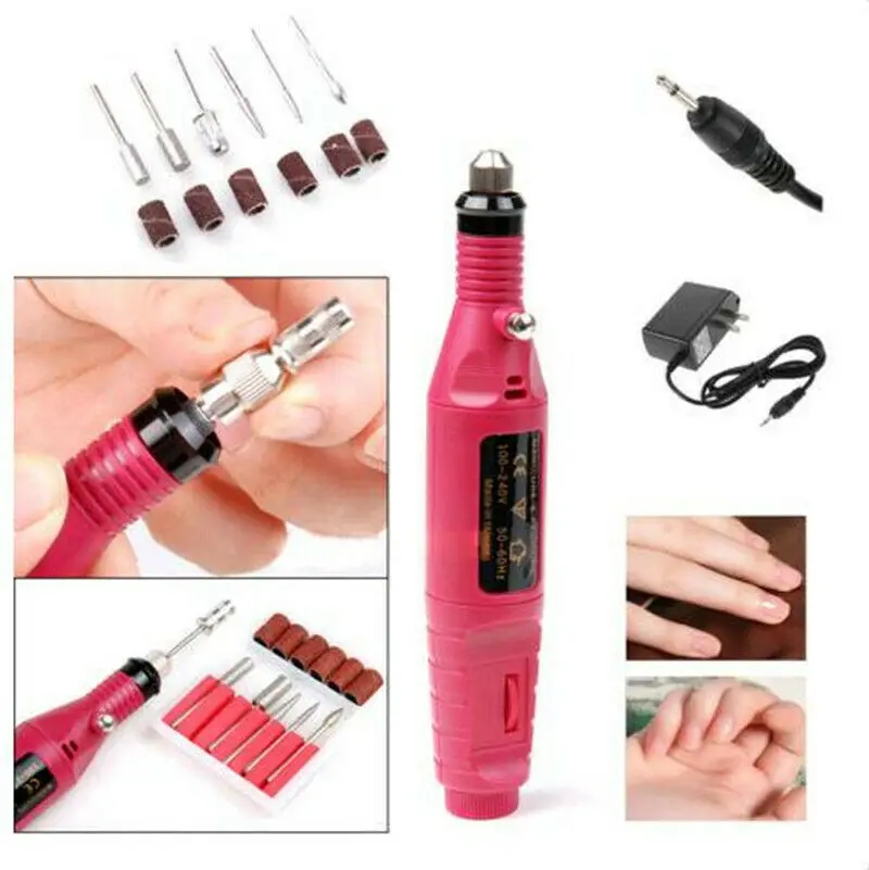 Портативная электрическая дрель для дизайна ногтей набор пилок фреза гель лака