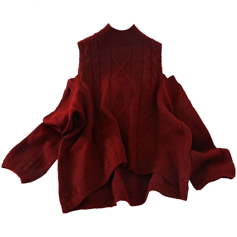 

Autumn Winter Women's Sweater Korean Style Solid Color Sexy Off-shoulder Long-sleeved Sweater New Loose and Thin Sweaters GX524