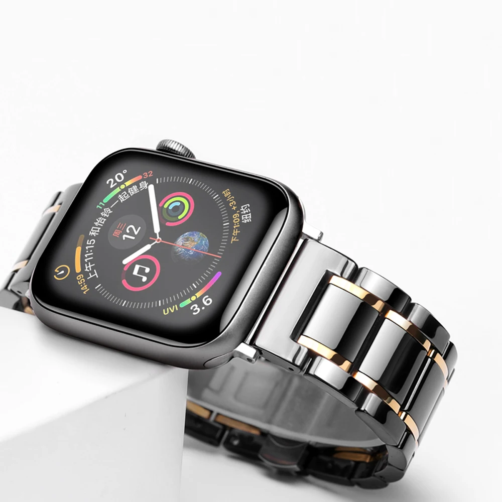 Керамический ремешок watcn для Apple Watch 4 5 44 мм 40 мм браслет для iwatch 3 2 38 мм 42 мм керамический ремешок из нержавеющей стали ремешок для часов