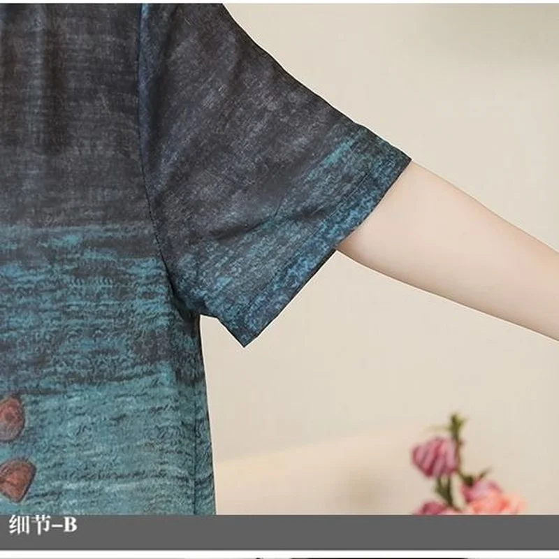 

Summer Clothes for Women 2021 Vintage V-neck Print Short-Sleeve Dress Party Plus Size Long Dresses Vestidos De Mujer Y871