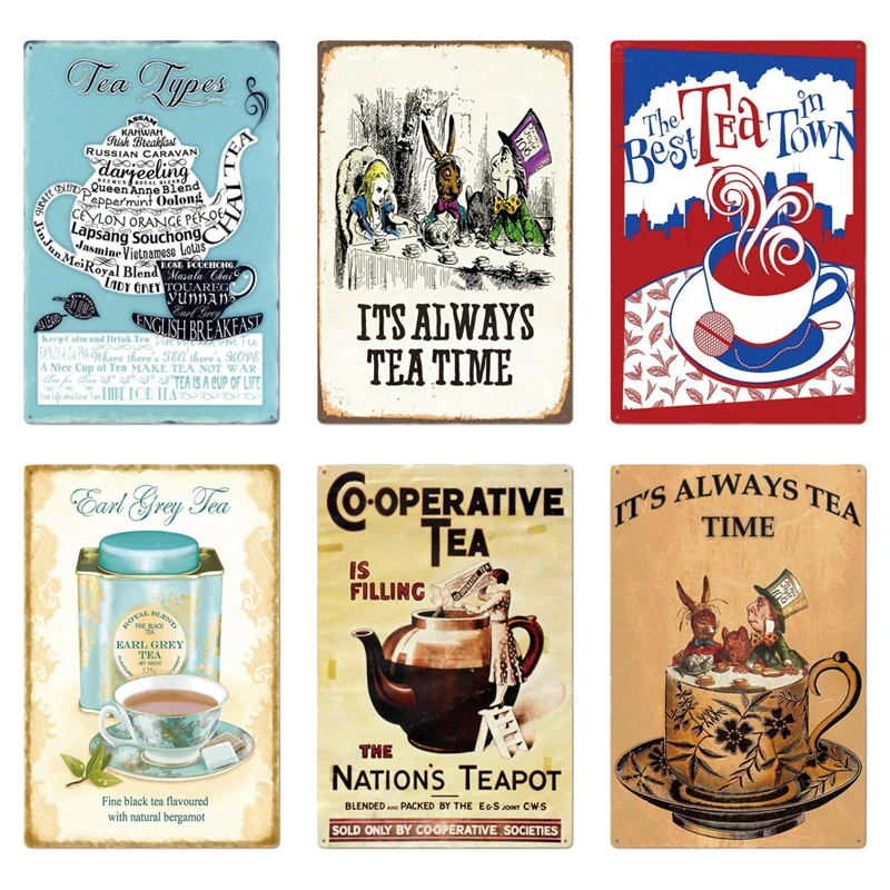Настенный декор для чайного бара плакат табличка металлический Чайный дом