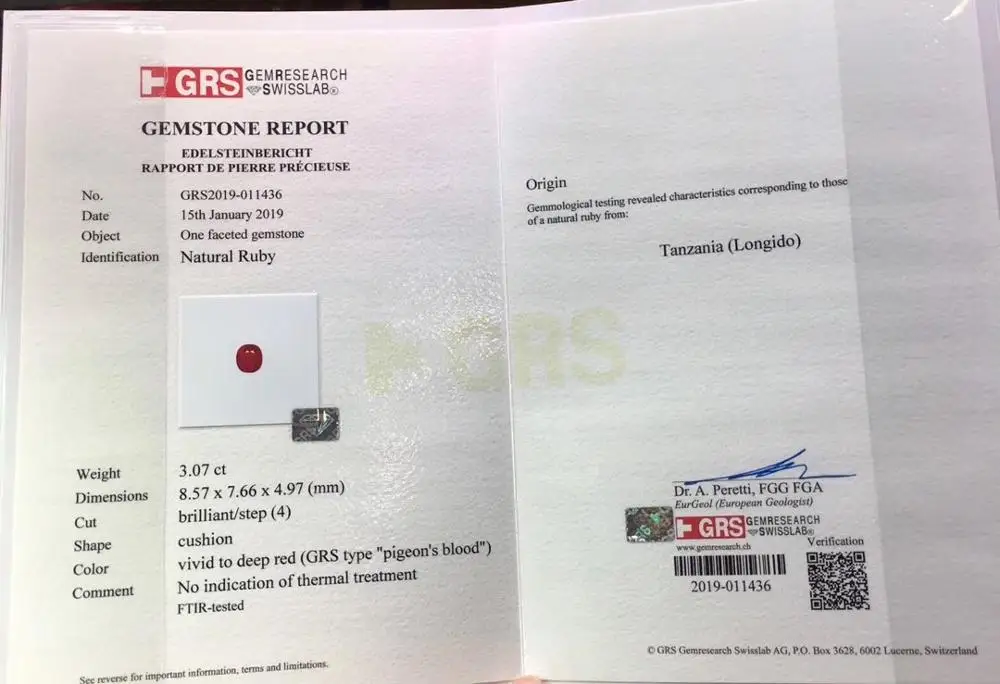 Красный рубин Q210 3.07ct Овальный натуральный без указания тепла Разогревающий