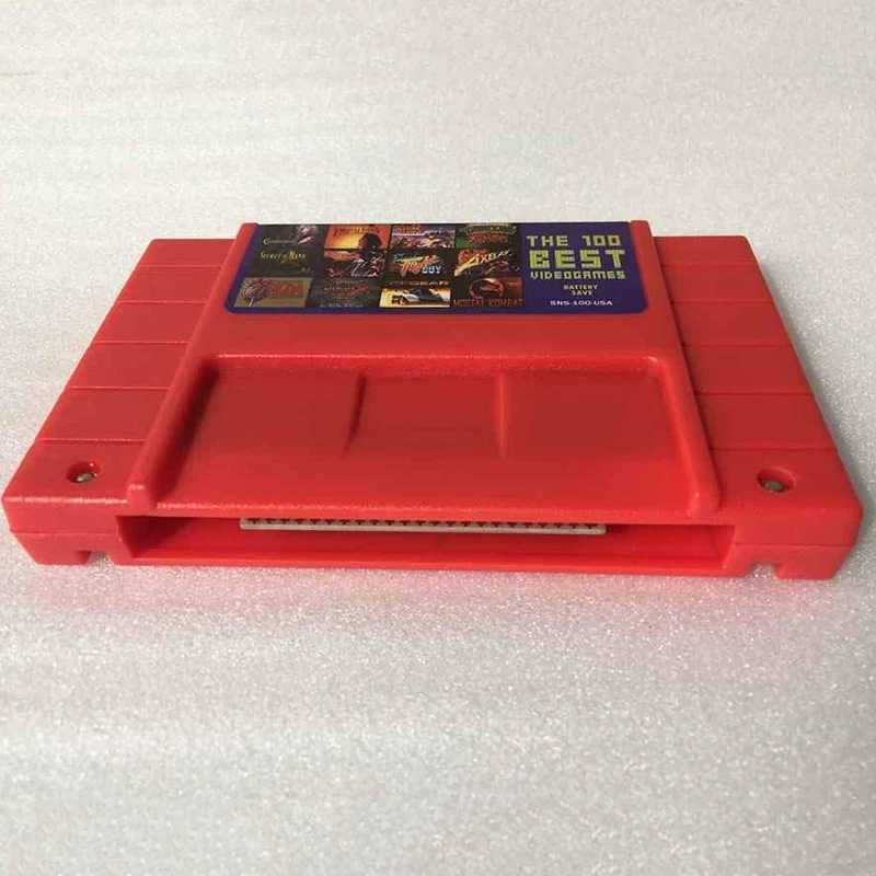 Картридж карточки для супер игры в одном красном корпусе игровой карты SFC/SNES 100 Snes