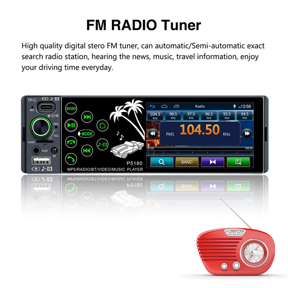 

Navigation GPS Head Unit Stereo Player Car Stereo 3.8 inch Display Multimedia Player Bluetooth AUX TF Car Radio