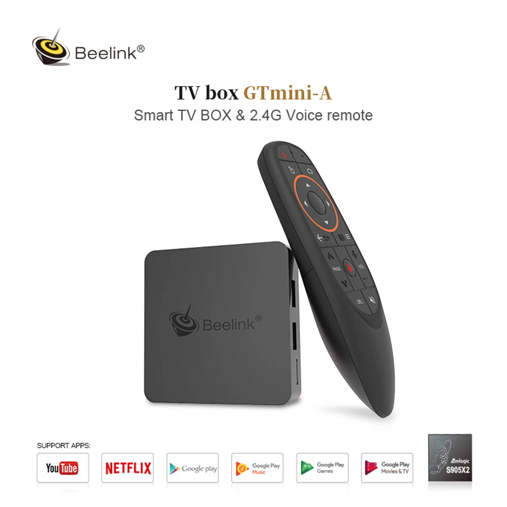 Beelink GTmini умная ТВ приставка DDR4 Android Amlogic S905X2 4 ГБ 64 голосовой пульт дистанционного