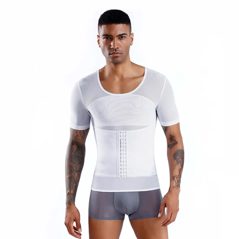 

New arrival summer men's body shaping clothing, abdomen, tight shape, fitness waist, invisible short sleeve shape clothing.