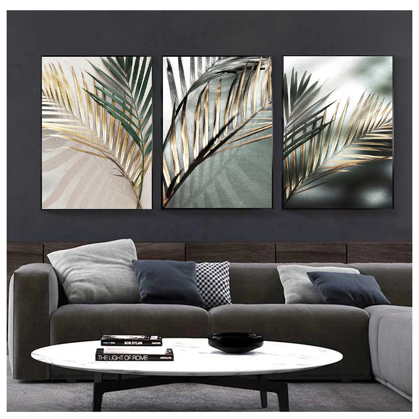 

Golden Palm Leaf Plant Canvas Painting Botanical Nordic Wall Art Poster Scandinavian Decoration Print Artwork Home DecorPicture