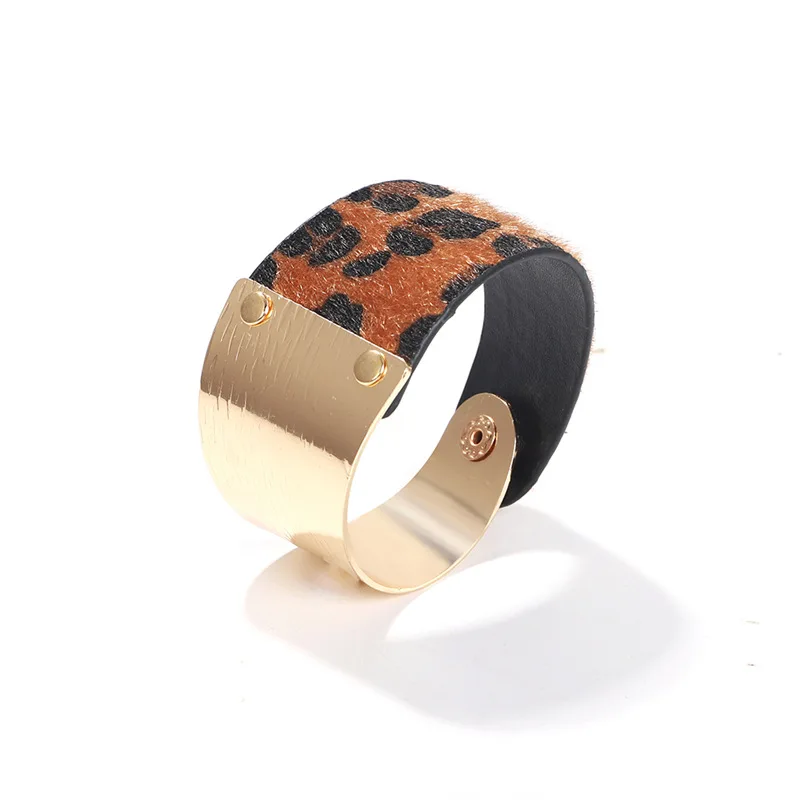Женский широкий браслет из ПУ кожи с леопардовым принтом | Украшения и аксессуары