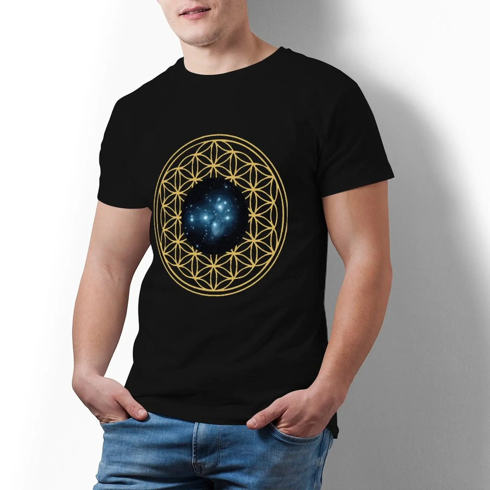 

Футболка с цветочным принтом жизни, Классическая Повседневная хлопковая футболка с коротким рукавом, Мужская футболка 4xl