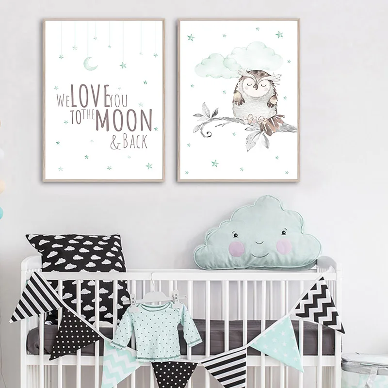 Лесной животный Сова детский постер художественный холст печать декоративная